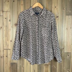 J. Crew Silk Jaguar Animal Print Button Down Blouse